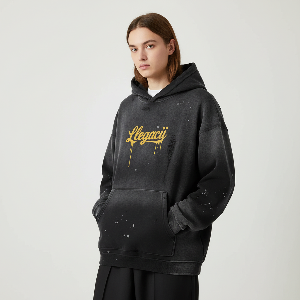 Vintage Washed Frayed Fleece Hoodie