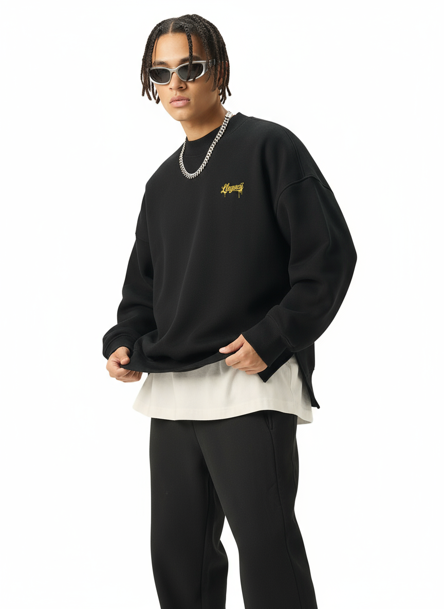 Fleece Side Slit Crewneck Sweatshirt