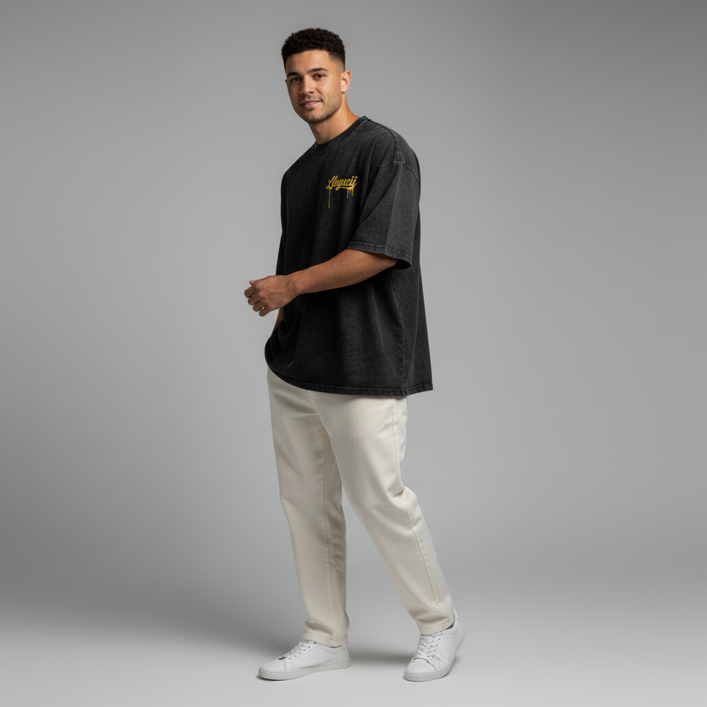 Snow Washed Oversized Cotton T-Shirt