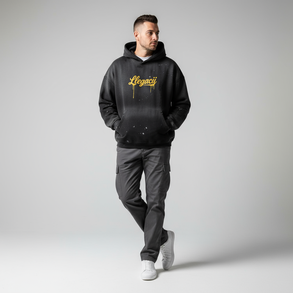 Vintage Washed Frayed Fleece Hoodie